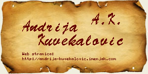 Andrija Kuvekalović vizit kartica